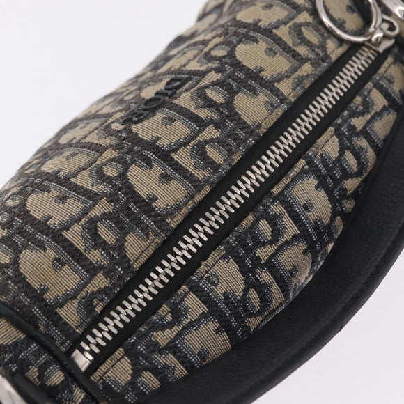 Christian Dior Trotter Canvas Oblique Shoulder Bag Navy Silver Auth 209328A