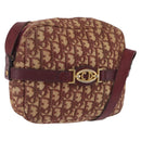 Christian Dior Trotter Canvas Shoulder Bag Red Gold Auth 209329-1
