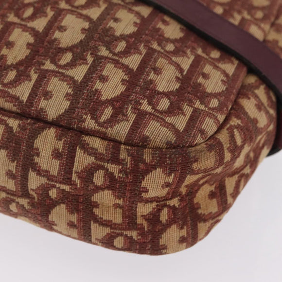 Christian Dior Trotter Canvas Shoulder Bag Red Gold Auth 209329
