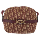 Christian Dior Trotter Canvas Shoulder Bag Red Gold Auth 209329-2