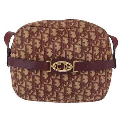Christian Dior Trotter Canvas Shoulder Bag Red Gold Auth 209329 - 0