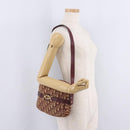 Christian Dior Trotter Canvas Shoulder Bag Red Gold Auth 209329-22