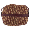 Christian Dior Trotter Canvas Shoulder Bag Red Gold Auth 209329-3