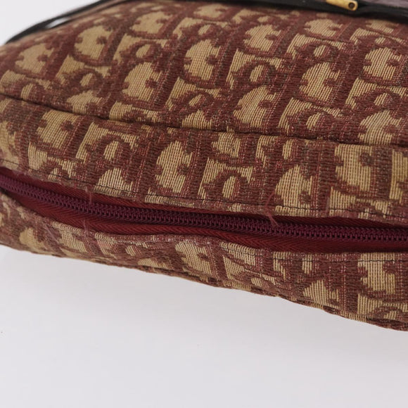 Christian Dior Trotter Canvas Shoulder Bag Red Gold Auth 209329