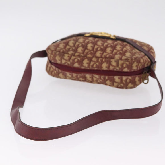 Christian Dior Trotter Canvas Shoulder Bag Red Gold Auth 209329