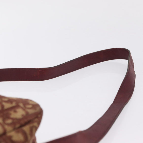 Christian Dior Trotter Canvas Shoulder Bag Red Gold Auth 209329