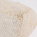 CHANEL Chain Tote Bag Canvas White Gold CC Auth 209331-13