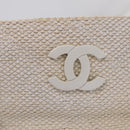 CHANEL Chain Tote Bag Canvas White Gold CC Auth 209331-16