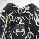 CHANEL Chain Tote Bag Canvas White Gold CC Auth 209331-20