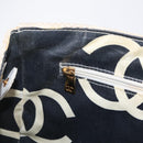 CHANEL Chain Tote Bag Canvas White Gold CC Auth 209331-21