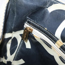 CHANEL Chain Tote Bag Canvas White Gold CC Auth 209331-23