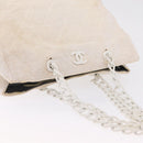 CHANEL Chain Tote Bag Canvas White Gold CC Auth 209331-7