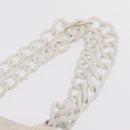 CHANEL Chain Tote Bag Canvas White Gold CC Auth 209331-9