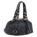 Miu Miu Hand Bag Leather Black Gold Auth 209332V-1