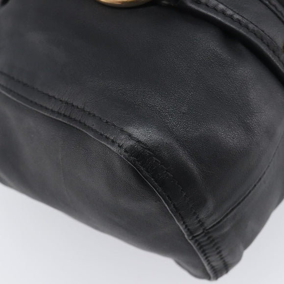 Miu Miu Hand Bag Leather Black Gold Auth 209332V
