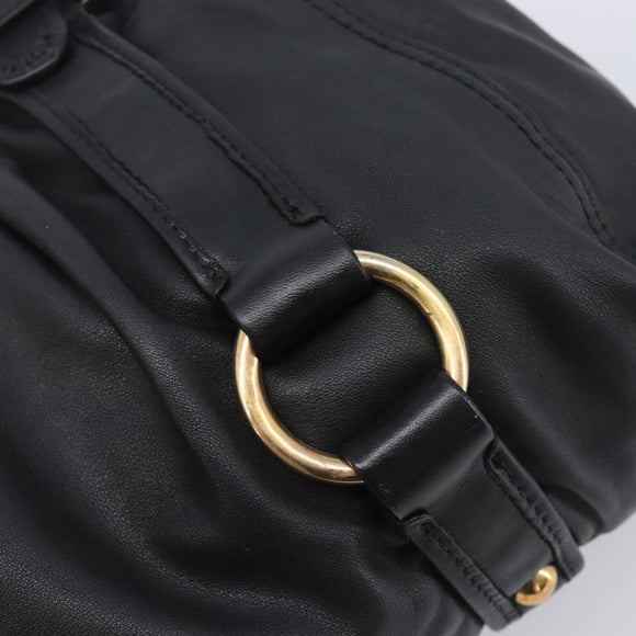 Miu Miu Hand Bag Leather Black Gold Auth 209332V