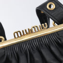 Miu Miu Hand Bag Leather Black Gold Auth 209332V-16