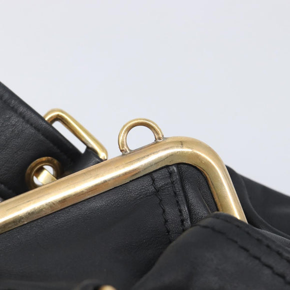 Miu Miu Hand Bag Leather Black Gold Auth 209332V