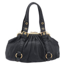 Miu Miu Hand Bag Leather Black Gold Auth 209332V-2