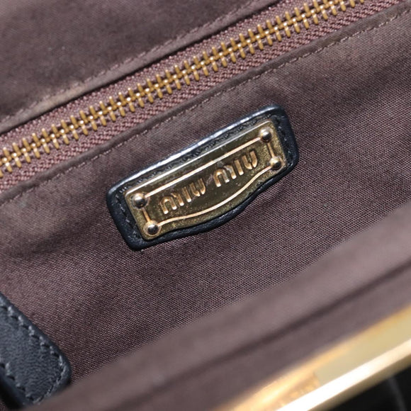 Miu Miu Hand Bag Leather Black Gold Auth 209332V