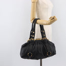 Miu Miu Hand Bag Leather Black Gold Auth 209332V-27