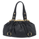 Miu Miu Hand Bag Leather Black Gold Auth 209332V-3