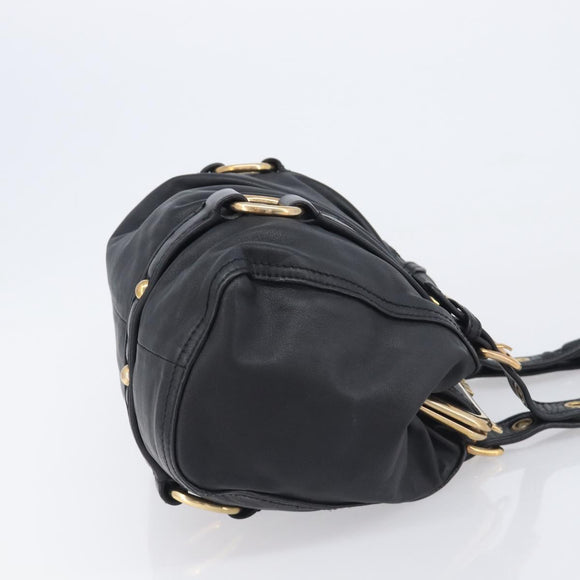 Miu Miu Hand Bag Leather Black Gold Auth 209332V