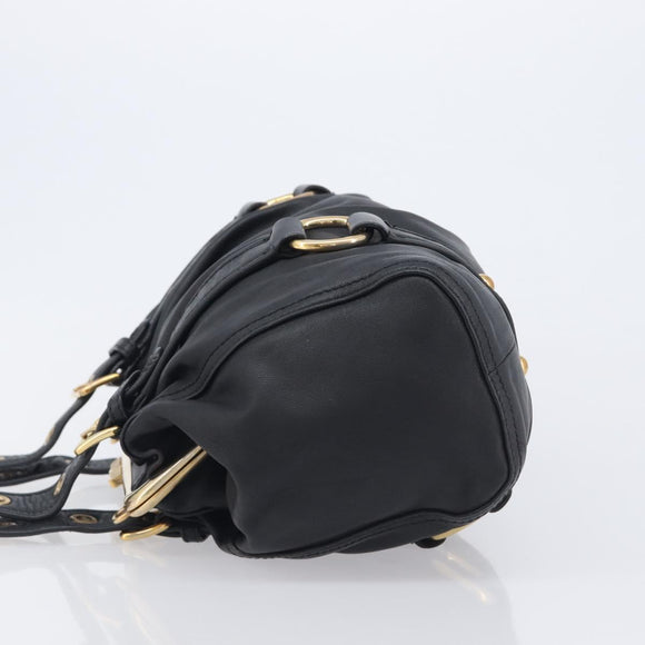Miu Miu Hand Bag Leather Black Gold Auth 209332V