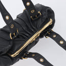 Miu Miu Hand Bag Leather Black Gold Auth 209332V-6