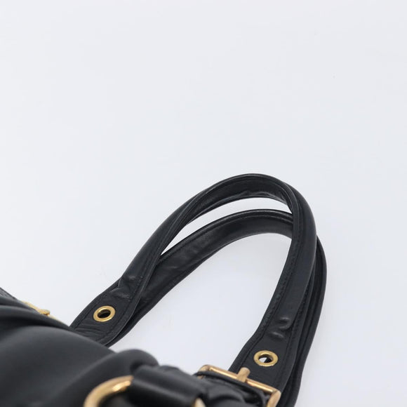 Miu Miu Hand Bag Leather Black Gold Auth 209332V
