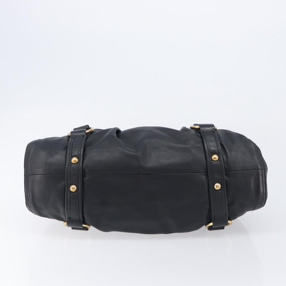Miu Miu Hand Bag Leather Black Gold Auth 209332V