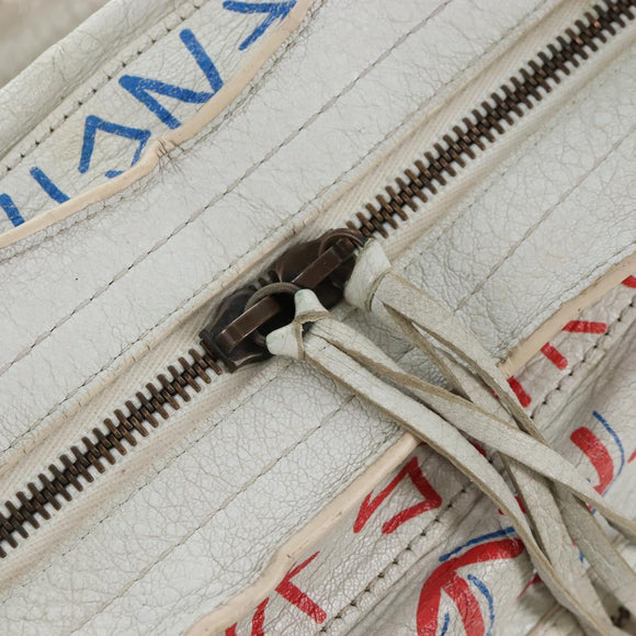 Balenciaga Graffiti Classic City Hand Bag Leather 2way White 505550 Auth 209335V