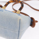 FENDI Hand Bag Denim 2way Blue Gold 8BS067 Auth 209336V-14