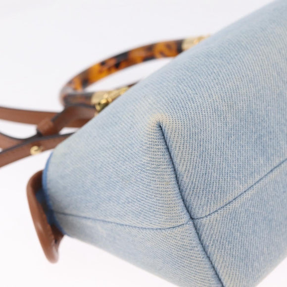 FENDI Hand Bag Denim 2way Blue Gold 8BS067 Auth 209336V