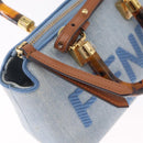 FENDI Hand Bag Denim 2way Blue Gold 8BS067 Auth 209336V-17