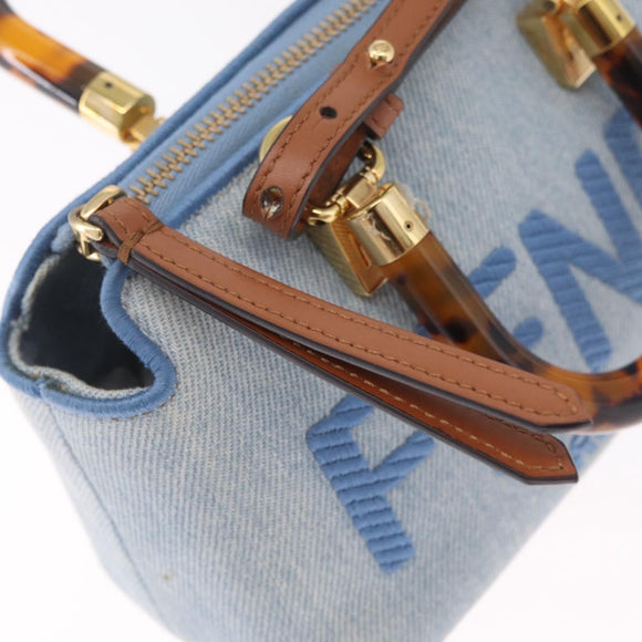 FENDI Hand Bag Denim 2way Blue Gold 8BS067 Auth 209336V