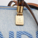 FENDI Hand Bag Denim 2way Blue Gold 8BS067 Auth 209336V-18