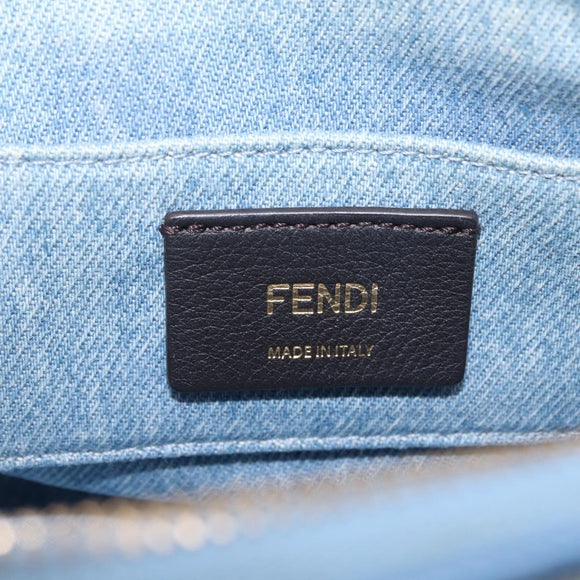 FENDI Hand Bag Denim 2way Blue Gold 8BS067 Auth 209336V