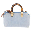 FENDI Hand Bag Denim 2way Blue Gold 8BS067 Auth 209336V-3