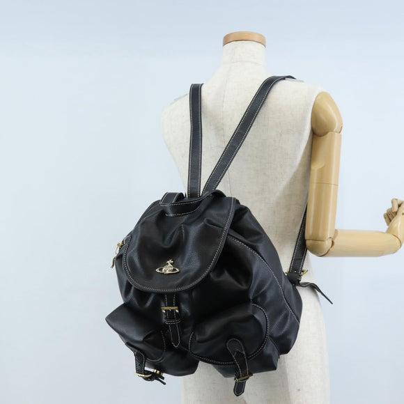 Vivienne Westwood Backpack Leather Black Gold Auth 209338V
