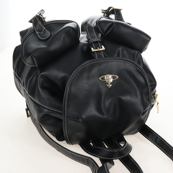 Vivienne Westwood Backpack Leather Black Gold Auth 209338V