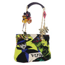 VERSACE Hand Bag Canvas Multicolor Gold Auth 209339V-1