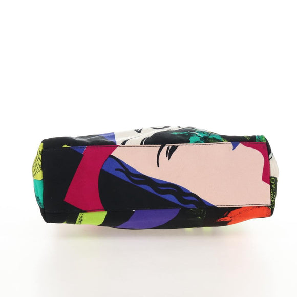 VERSACE Hand Bag Canvas Multicolor Gold Auth 209339V