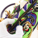 VERSACE Hand Bag Canvas Multicolor Gold Auth 209339V-28