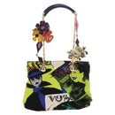 VERSACE Hand Bag Canvas Multicolor Gold Auth 209339V-13