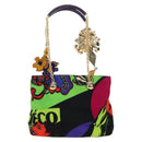 VERSACE Hand Bag Canvas Multicolor Gold Auth 209339V-2