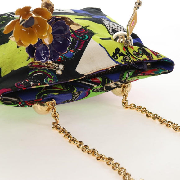 VERSACE Hand Bag Canvas Multicolor Gold Auth 209339V
