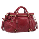 Miu Miu Hand Bag Vitellolux 2way Red Gold Auth 209342M-1