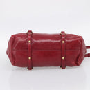 Miu Miu Hand Bag Vitellolux 2way Red Gold Auth 209342M-11