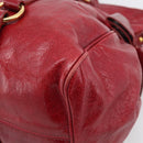 Miu Miu Hand Bag Vitellolux 2way Red Gold Auth 209342M-14